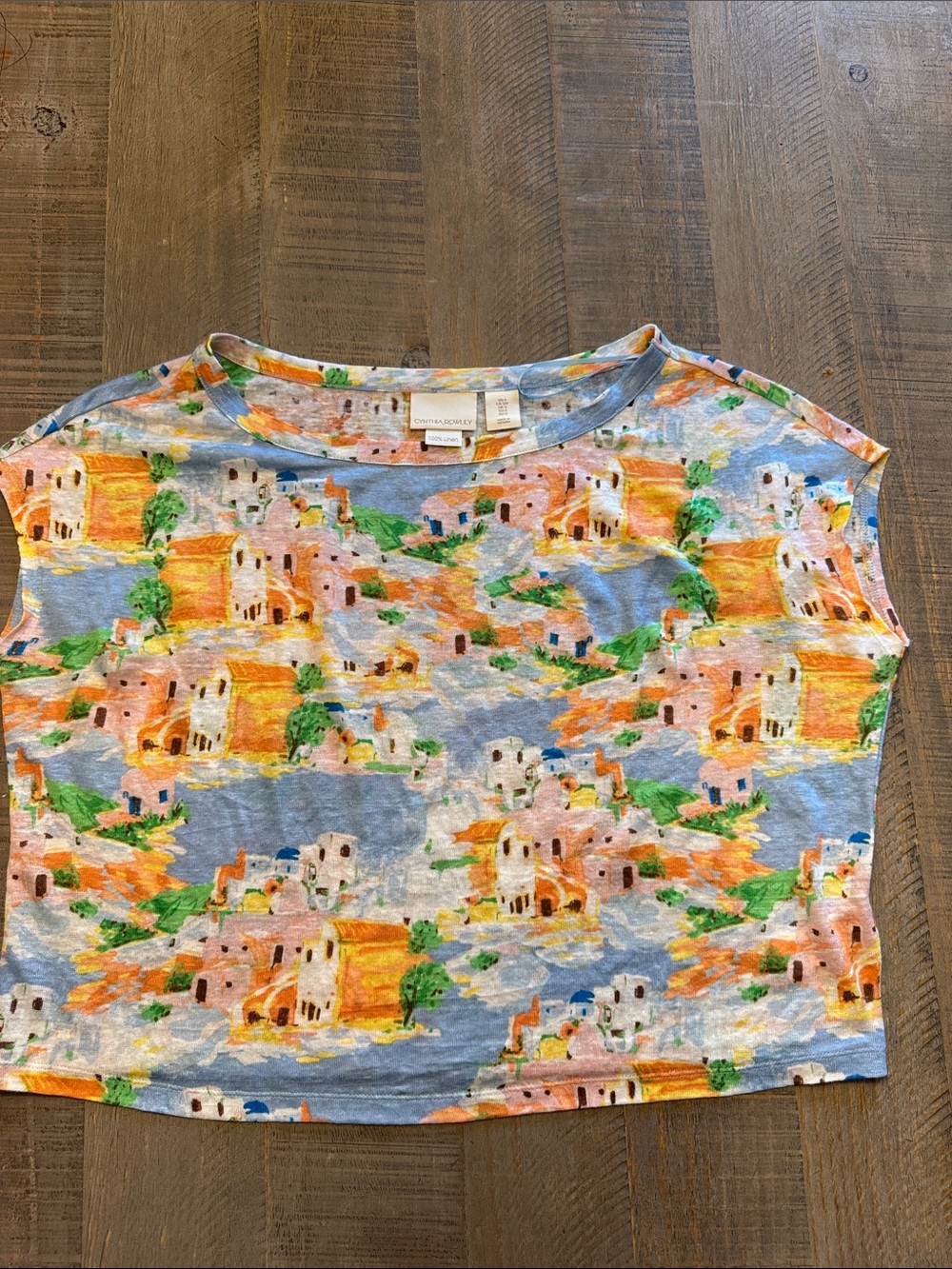 Cynthia Rowley Multicolor Greek Island Crop Top - Blue, Orange, Green
